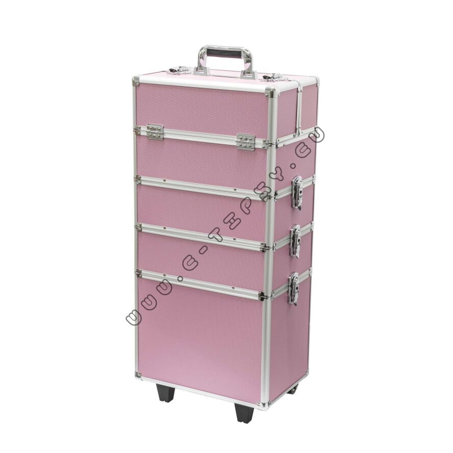 Trolley kuferek na kółkach różowy