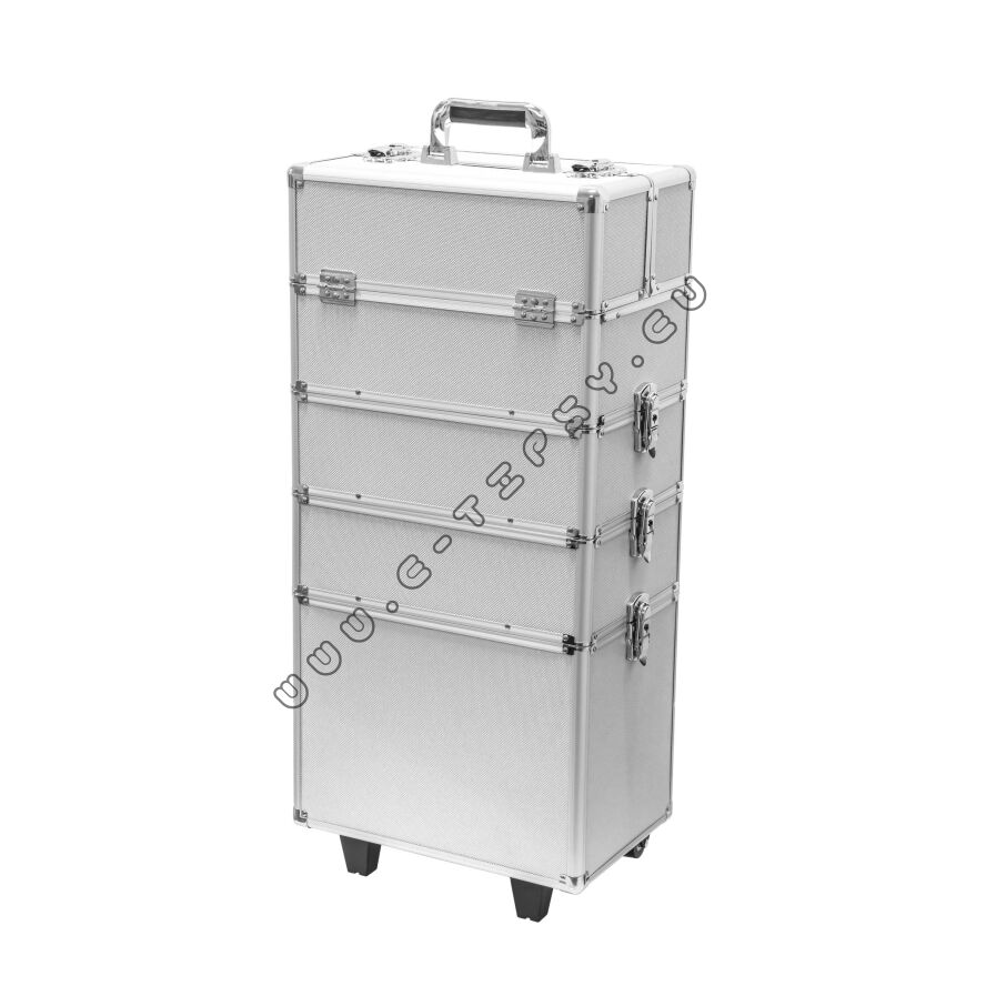 Trolley kuferek na kółkach srebrny