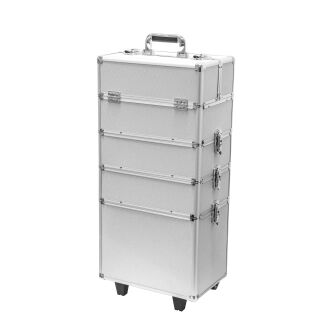 Trolley kuferek na kółkach srebrny