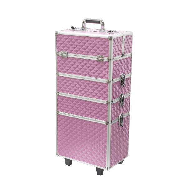 Trolley kuferek na kółkach różowy 3D diamonds