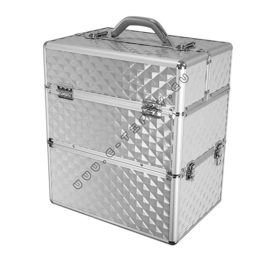 Duży kuferek 2w1 diamonds 3d srebrny